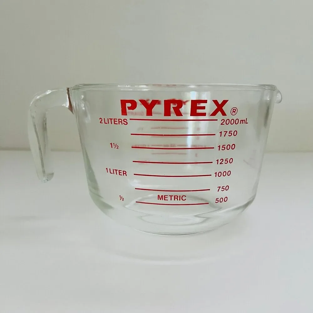 PYREX (All Caps) 8 Cup / 2 Qt / 64 oz / 2 L Glass Measuring Cup with Handle
